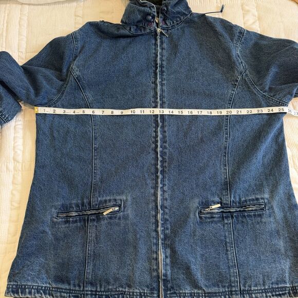 Vintage North Style Denim Jacket Women 1X Blue Barn Chore Coat Flannel Lined - Picture 10 of 12